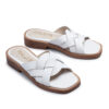 Zuecos con tiras trenzadas de cuero blanco
