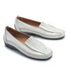 Mocasin de cuero blanco con elástico