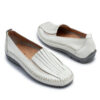 Mocasin de cuero blanco con elástico