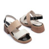 Sandalias de cuero beige y charol negro