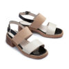 Sandalias de cuero beige y charol negro