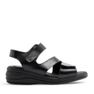 Sandalias de cuero negro con plataforma