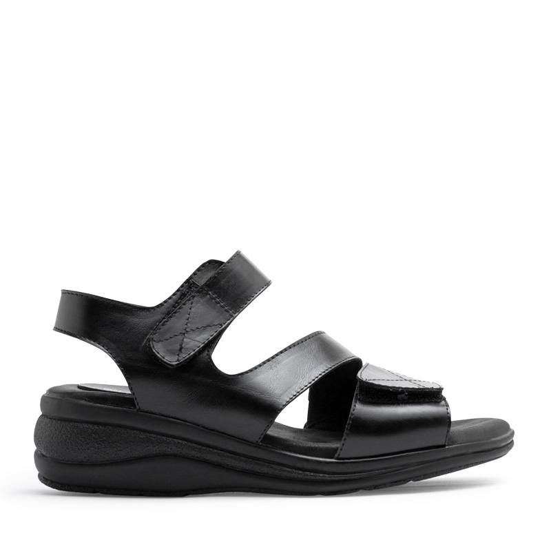 Sandalias de cuero negro con plataforma