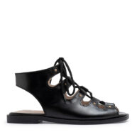 Sandalia romana acordonada de cuero negro