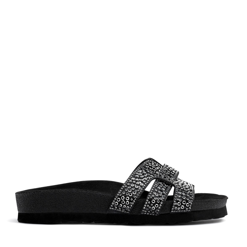 Zuecos negros con strass